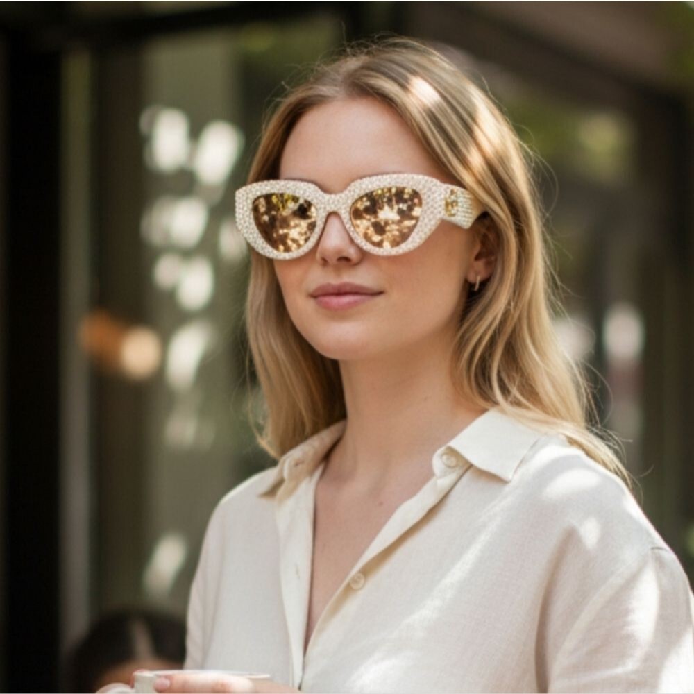 Gucci New Classy Special Edition 51mm Pavé l Diamond Rectangular Sunglasses - Picture 8 of 10